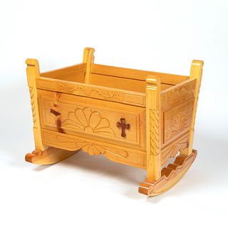 New Mexican Wooden Carved Crib, 20th Century
