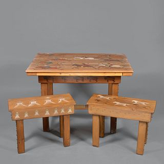 Ed Defender, The Chase (Painted Table with Two Benches)