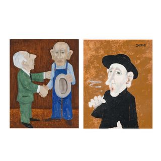 Eugene Dobos, Pair of Paintings: How Do You Do, Sir + Smoking