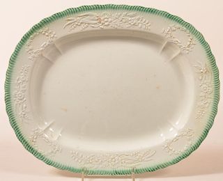 Large Leeds Green Feather Edge Platter.