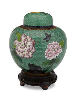A Chinese cloisonne lidded jar