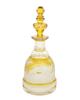 A Bohemian cut-glass decanter
