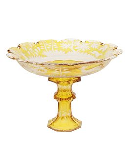 A Bohemian cut-glass compote
