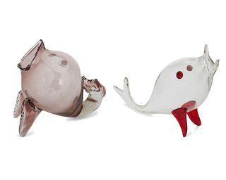 Two Blenko glass fish figures