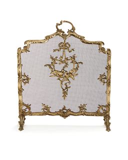 A French Louis XV-style brass firescreen