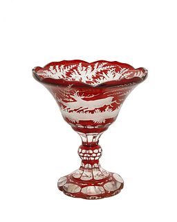 A Bohemian cut-glass vase