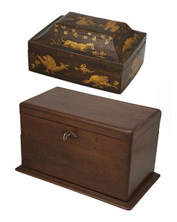 Two wooden table boxes