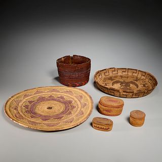 Group Native American baskets, Navajo & NW Coast
