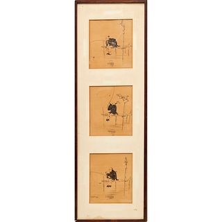 Syd B. Griffin, triptych ink comic drawing