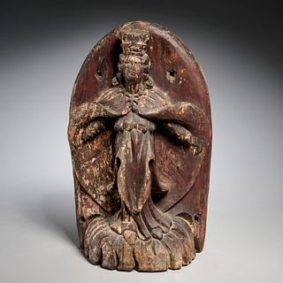 Antique carved wood Santo