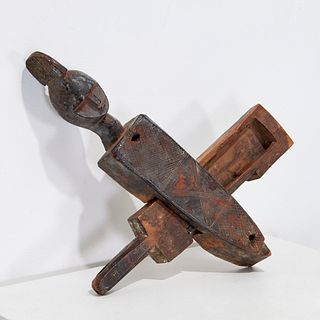 African tribal anthropomorphic granary door lock