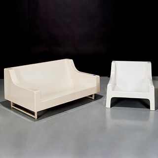 Carlo Bartoli style fiberglasss loveseat and chair