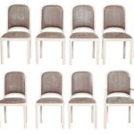 Set of Twelve Pickled Beechwood and Faux Snakeskin Dining Chairs