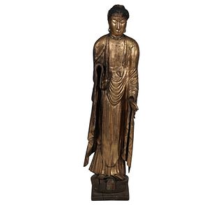 Japanese Giltwood Standing Buddha Figure
