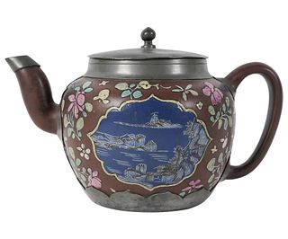 Chinese Yixing Enameled Clay Teapot