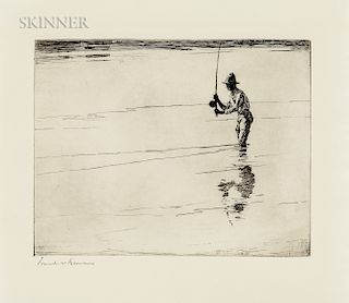 Frank Weston Benson (American, 1862-1951) Casting for Salmon