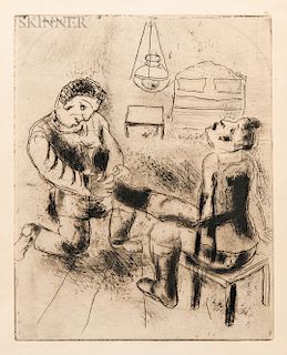 Marc Chagall (Russian/French, 1887-1985) Pétrouchka retire les bottes