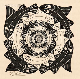 M.C. Escher (Dutch 1898-1972) Fish, Vignette