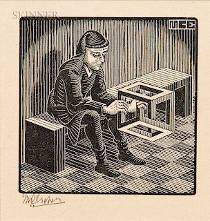 M.C. Escher (Dutch 1898-1972) Man with Cuboid