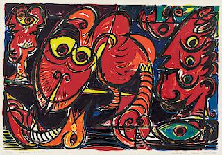 Carl-Henning Pedersen (Danish, 1913-2007) Barbizon Suite Number 2