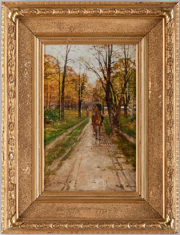 Victor Forssell, “Ryttare i höstlandskap” (Horseman in autumn landscape).