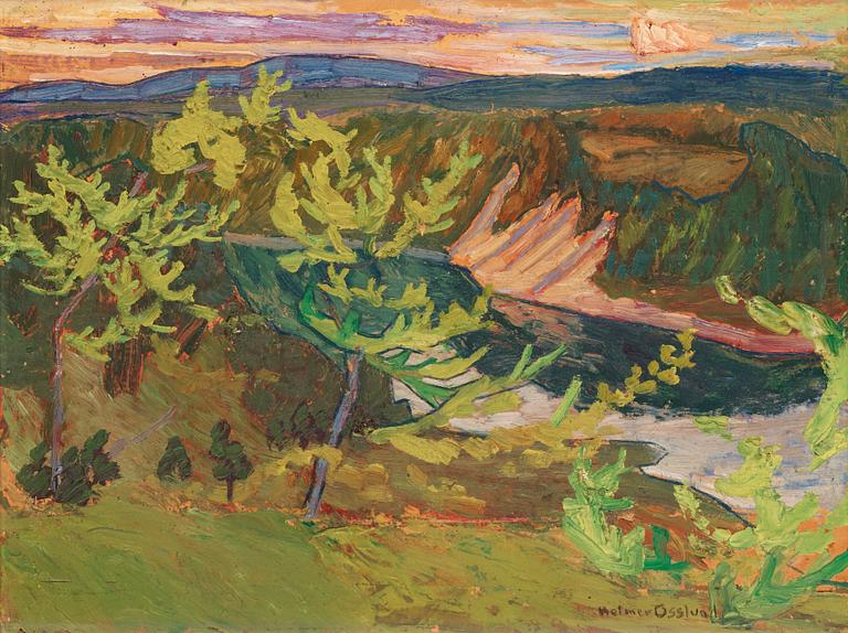 Helmer Osslund, “Nipor i kvällssol” (Swedish river landscape).