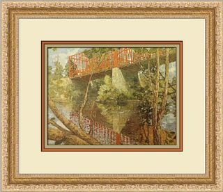 Julien Weir The Red Bridge Custom Framed Print