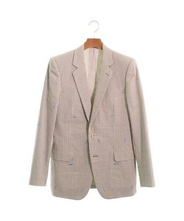 JULIEN DAVID Casual Jacket BeigexWhite(Stripe Pattern) S