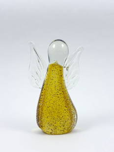 Murano Art Glass Angel Sculpture with Gold Flecks (6.25 in)