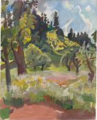 Otto Herbig. Bergwiese mit Bäumen. 1932