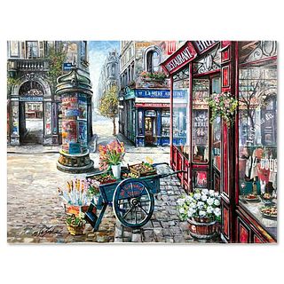 Vadik Suljakov, "Passage Le Julien" Hand Embellished Limited Edition Publisher's Proof on Canvas, Numbered Inverso 1/5 and Hand Signed with Letter of
