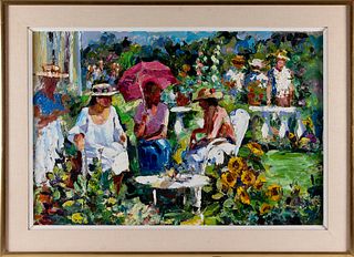 ATTRIBUTED TO NANCY WHORF (Massachusetts/Florida, 1930-2009), "Garden Gossip"