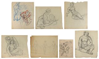 COLLECTION OF MORE THAN 100 SKETCHBOOK DRAWINGS BY WILLIAM AND LUCY L'ENGLE First Half of the 20th Century Sheets from 11.5" x 8.5" to 17" x 14.5".