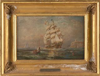 LEMUEL D. ELDRED (Massachusetts, 1848-1921), A whaleship headed out