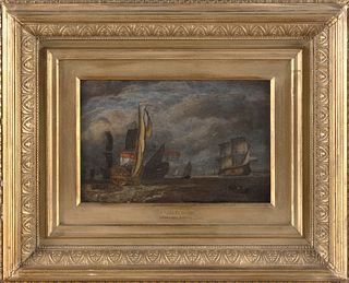NICOLAS VAN DE VELDE (The Netherlands, 18th Century), Dutch shipping channel