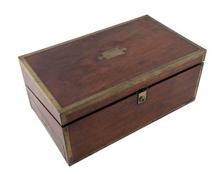 BRASS-BOUND MAHOGANY CAMPAIGN LAP DESK Early 19th Century