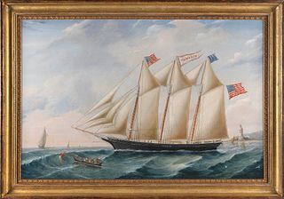 JOSEPH B. SMITH (New York/New Jersey, 1798-1876), Portrait of the schooner Nameaug