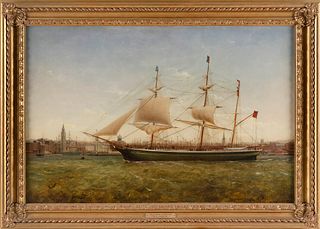 WILLIAM KIMMINS MCMINN (California/United Kingdom, 1820-1898), Barque James Langton entering an English port