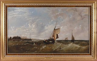 JAMES MEADOWS, SR. (United Kingdom, 1798-1864), Shipping on rough seas