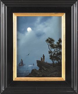 WILLIAM ROBERT DAVIS (Massachusetts, 1952-), "Ocean Moonlight Mount Desert Maine"