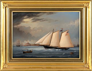 WILLIAM ROBERT DAVIS (Massachusetts, 1952-), "Squall in New York Harbor"