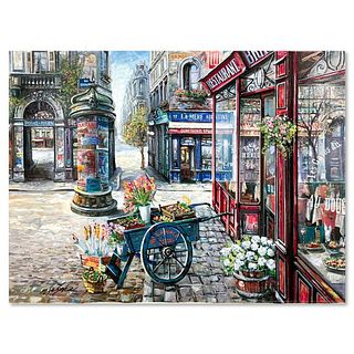 Vadik Suljakov, "Passage Le Julien" Hand Embellished Limited Edition Publisher's Proof on Canvas, Numbered Inverso 1/5 and Hand Signed with Letter of