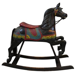 Carousel Horse in Original Park Paint Attributed to Dentzel Carousel Company Philadelphia Now Mounted as a Rocking Horse