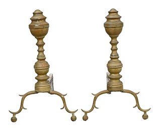 Pair of American Federal Brass Andirons