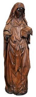 German Carved Oak Figure of a Nun, 18th Century