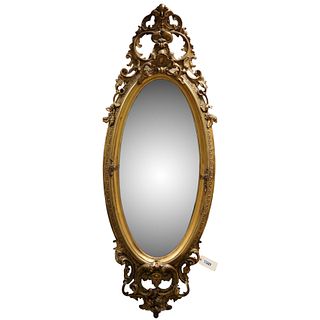 Victorian Carved Giltwood Oval Mirror