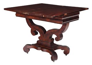 American Classical Figured Mahogany Card Table