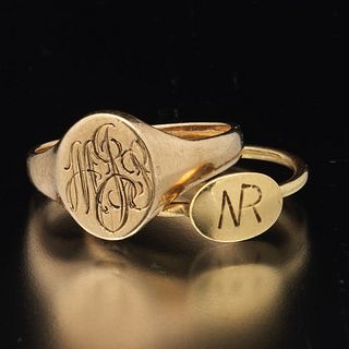 Two Antique Gold Pinkie Rings