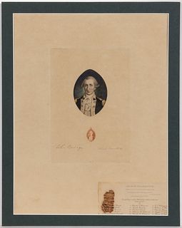 RARE ALBERT ROSENTHAL (AMERICAN, 1863-1939) SIGNED AND LIMITED ENGRAVING OF GEORGE WASHINGTON