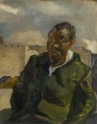 Julius Hüther. Porträt eines Mannes in grünblauer Jacke. 1919